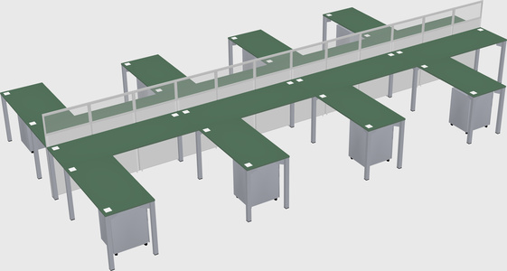 Shared l-shape cubicle