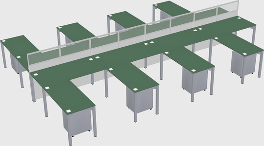 Shared l-shape cubicle