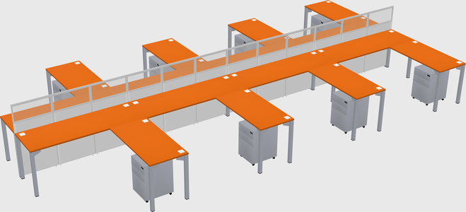 Shared l-shape cubicle
