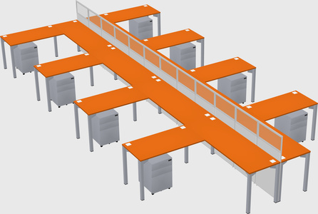 Shared l-shape cubicle
