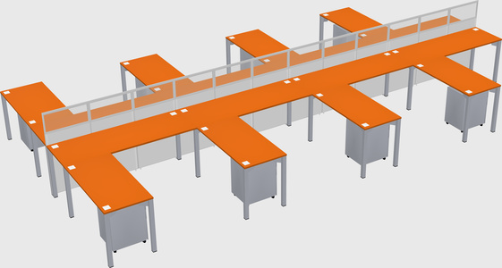 Shared l-shape cubicle