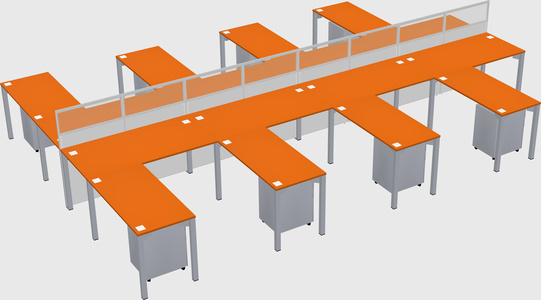 Shared l-shape cubicle