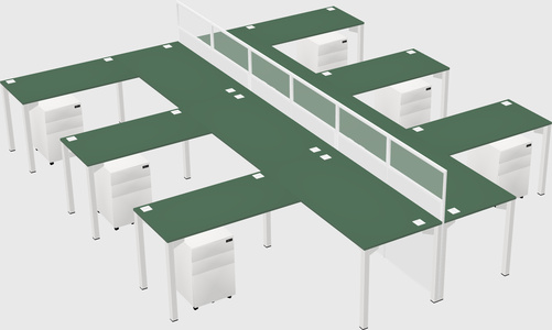 Shared l-shape cubicle