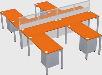 Shared l-shape cubicle