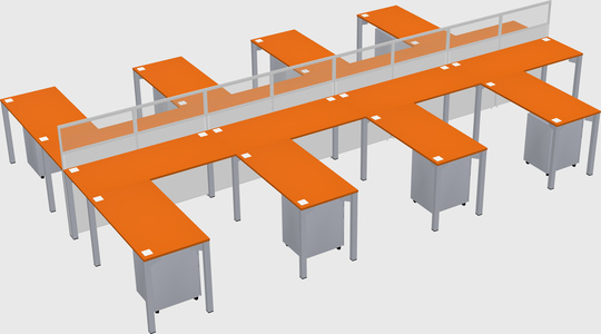 Shared l-shape cubicle