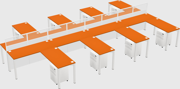 Shared l-shape cubicle