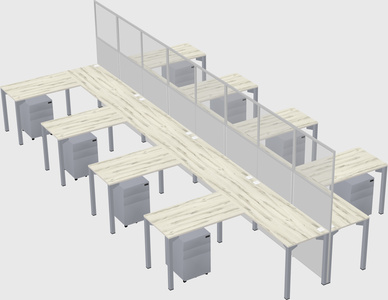 Shared l-shape cubicle