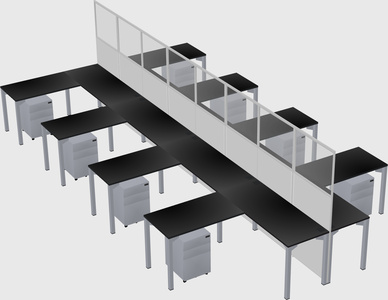 Shared l-shape cubicle