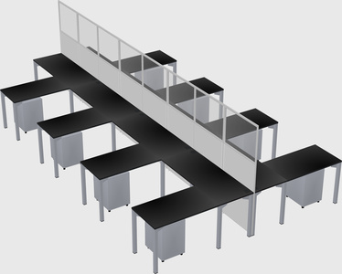 Shared l-shape cubicle