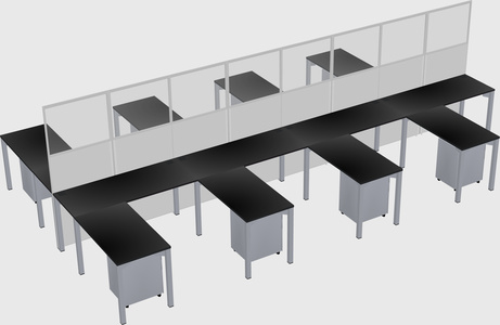 Shared l-shape cubicle