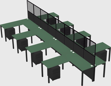 Shared l-shape cubicle