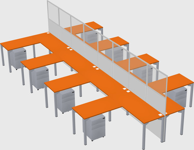 Shared l-shape cubicle