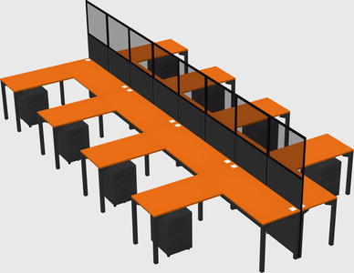 Shared l-shape cubicle