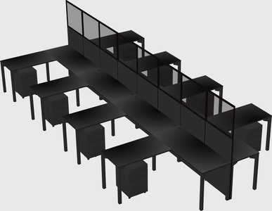 Shared l-shape cubicle