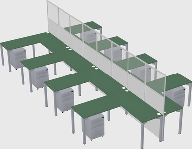 Shared l-shape cubicle