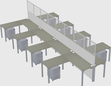 Shared l-shape cubicle