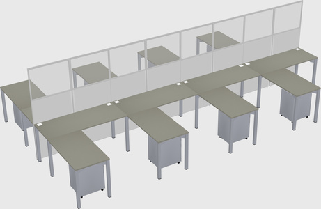 Shared l-shape cubicle
