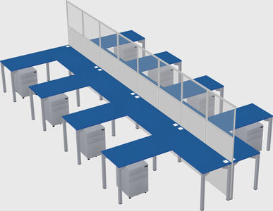 Shared l-shape cubicle