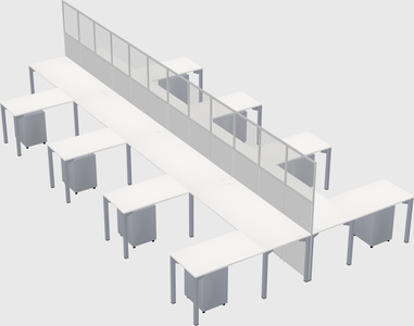 Shared l-shape cubicle