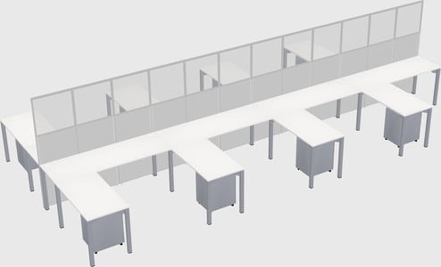 Shared l-shape cubicle
