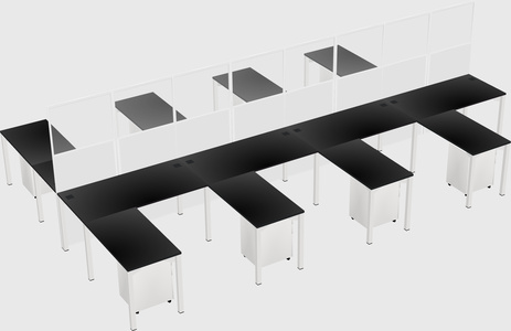 Shared l-shape cubicle