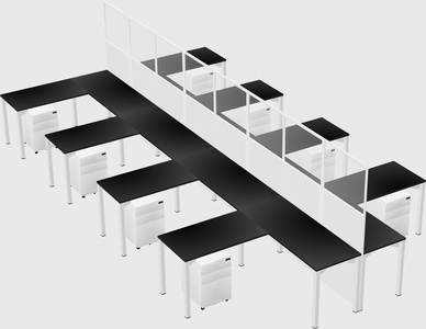 Shared l-shape cubicle