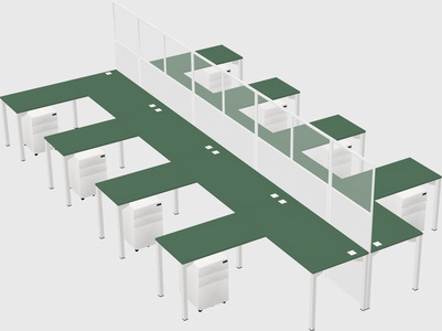 Shared l-shape cubicle