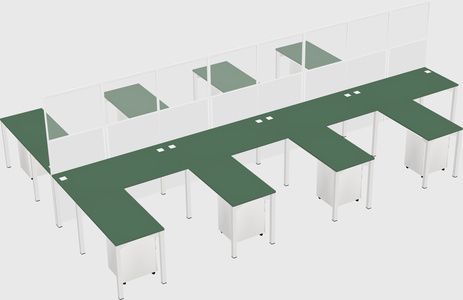 Shared l-shape cubicle