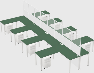 Shared l-shape cubicle