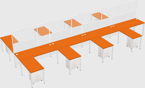 Shared l-shape cubicle