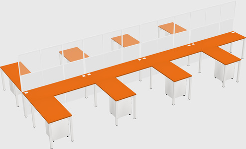 Shared l-shape cubicle