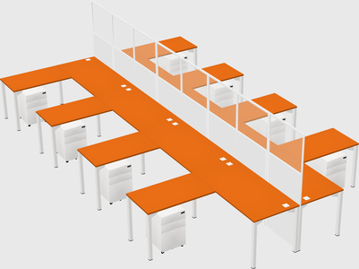 Shared l-shape cubicle