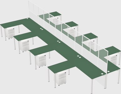 Shared l-shape cubicle