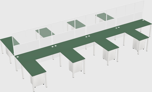 Shared l-shape cubicle