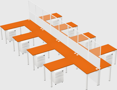 Shared l-shape cubicle