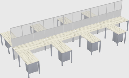 Shared l-shape cubicle