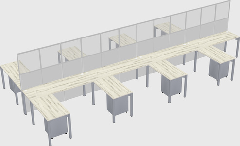 Shared l-shape cubicle