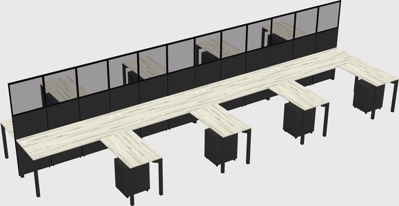 Shared l-shape cubicle