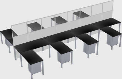 Shared l-shape cubicle