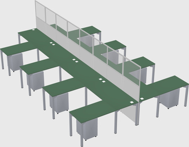 Shared l-shape cubicle