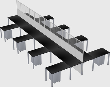 Shared l-shape cubicle
