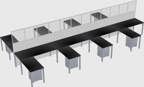 Shared l-shape cubicle