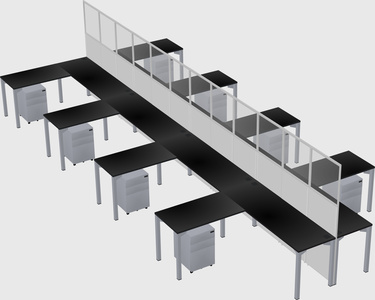 Shared l-shape cubicle