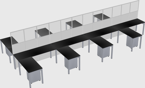 Shared l-shape cubicle
