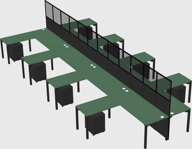 Shared l-shape cubicle