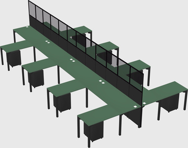 Shared l-shape cubicle