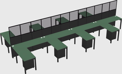 Shared l-shape cubicle