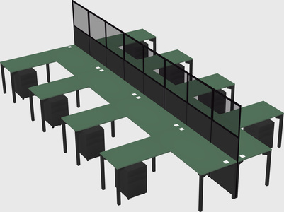 Shared l-shape cubicle