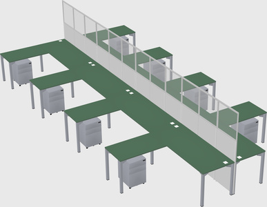 Shared l-shape cubicle