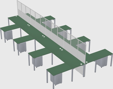 Shared l-shape cubicle